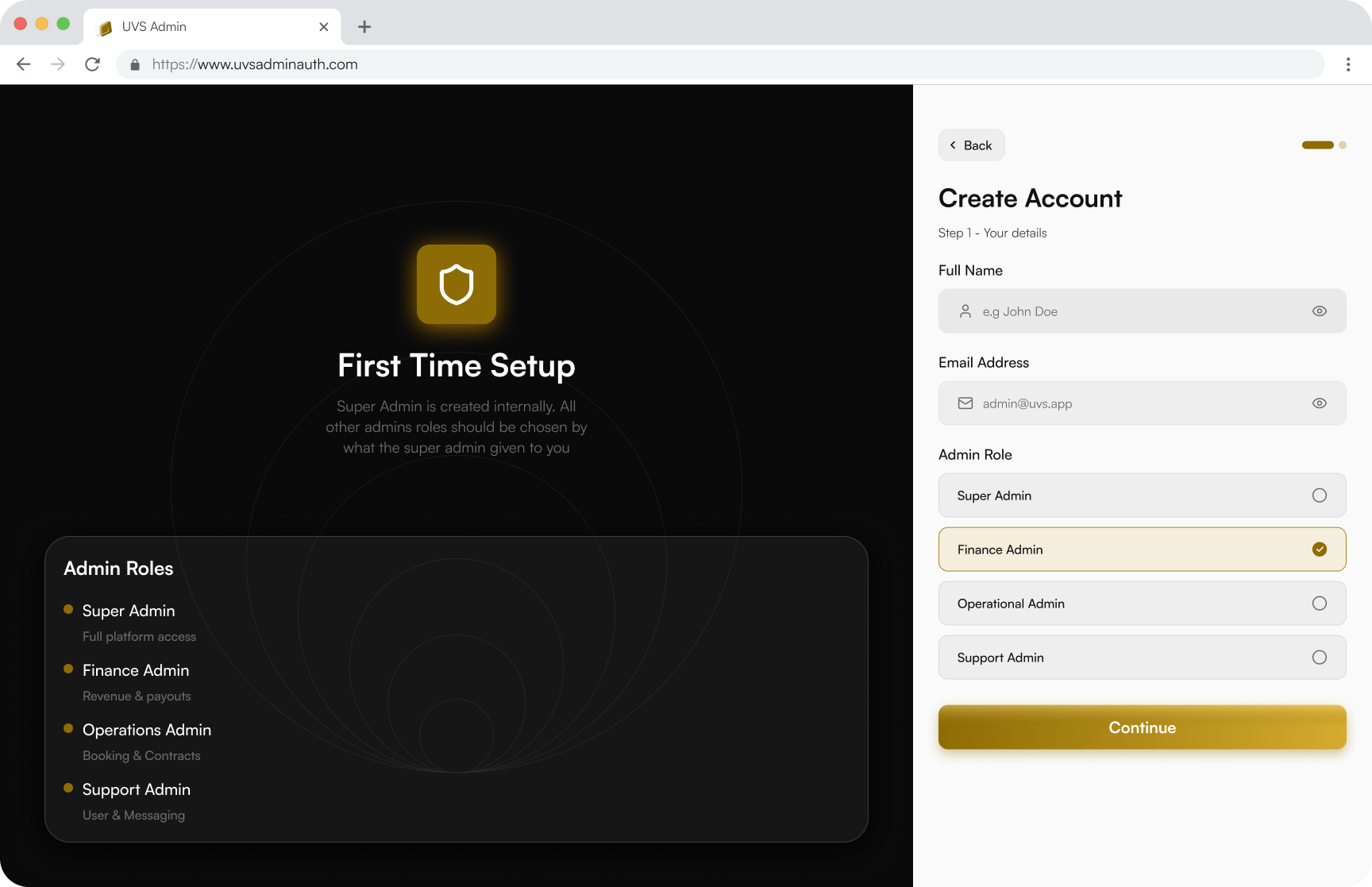 Admin Create Account